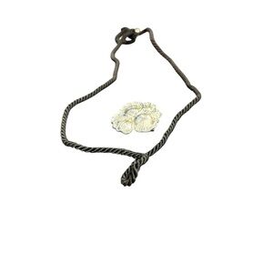 Avon Sterling Silver Floral Pin/ Pendant on Black Cord necklace 1987 vintage NIB